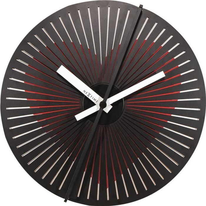 NEXTIME Horloge murale - Motion Heart- Métal - Rouge / Noir  Ř 30 cm