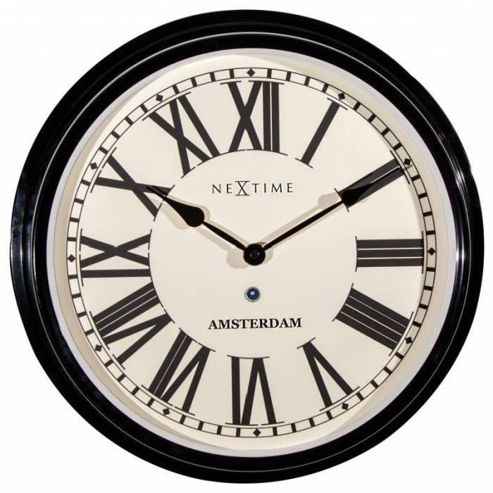 NEXTIME Horloge murale - Amsterdam - Métal - Noir  Ř 40,5 cm