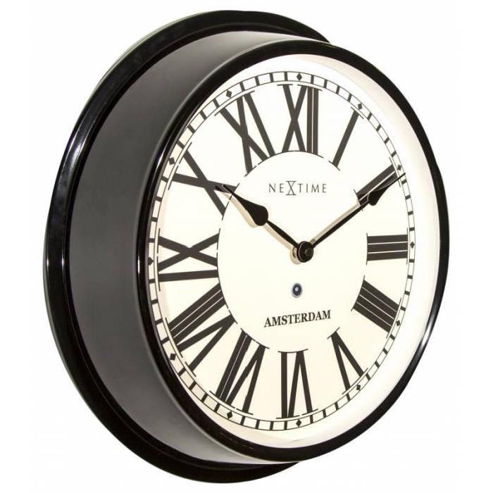 NEXTIME Horloge murale - Amsterdam - Métal - Noir  Ř 40,5 cm