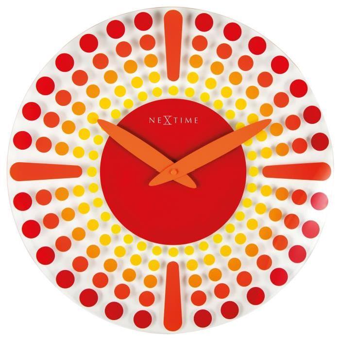 NEXTIME Horloge murale - Dreamtime - Verre - Rouge  Ř 43 cm