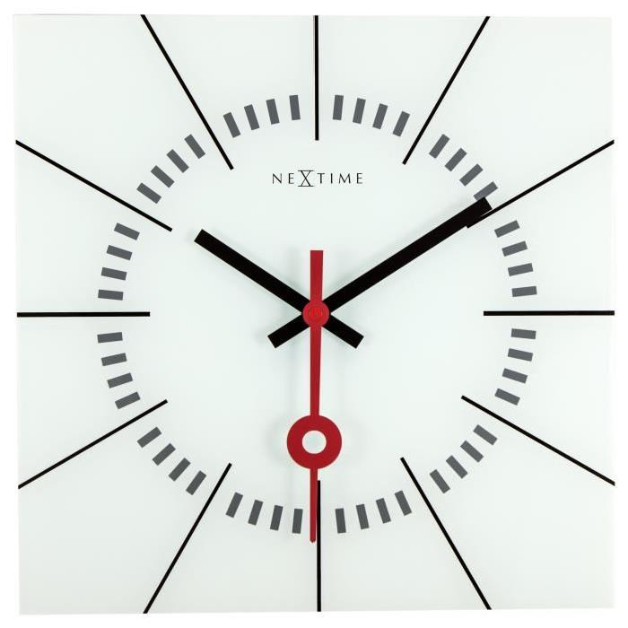 NEXTIME Horloge murale - Stazione - Verre - Blanc  35 x 35 cm