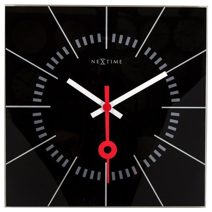 NEXTIME Horloge murale - Stazione - Verre - Noir  35 x 35 cm