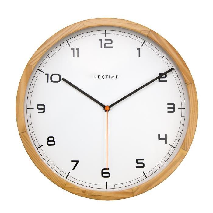 NEXTIME Horloge murale - Company Wood- Bois - Ř 35 cm