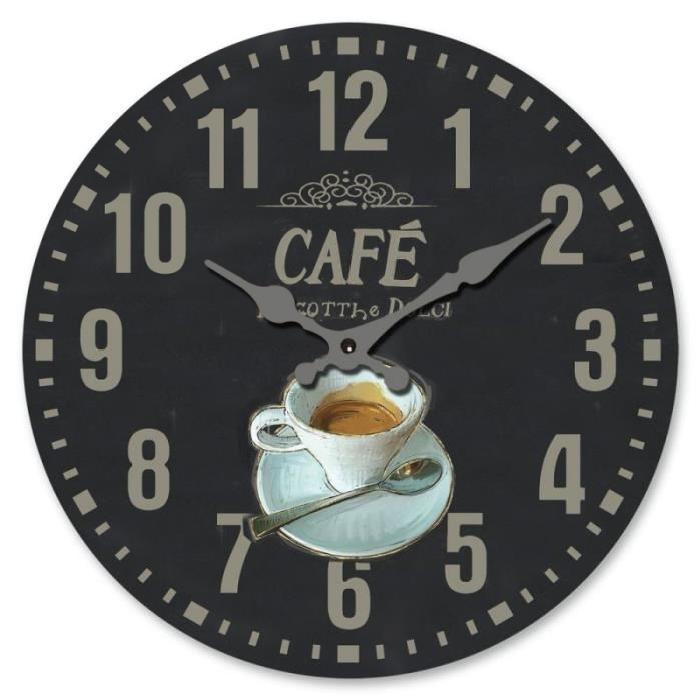 Horloge a piles Café 33 cm gris
