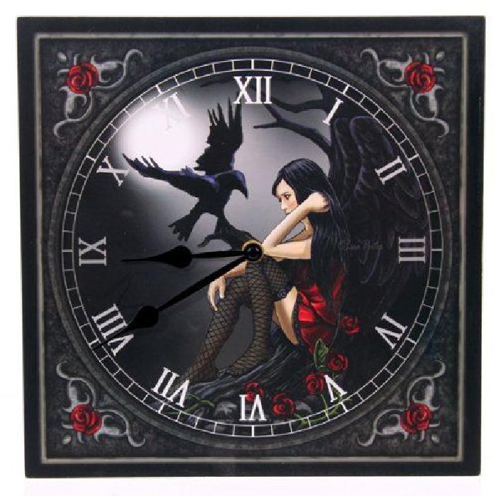 Horloge murale Ange avec Corbeau - 29 cm