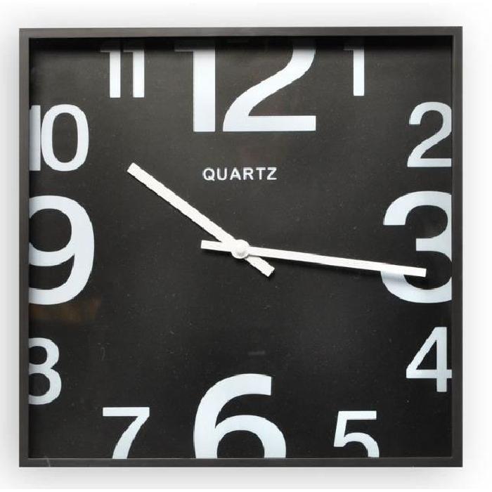 XCLOCK Horloge silencieuse Carre - Diametre 28 cm - Noir