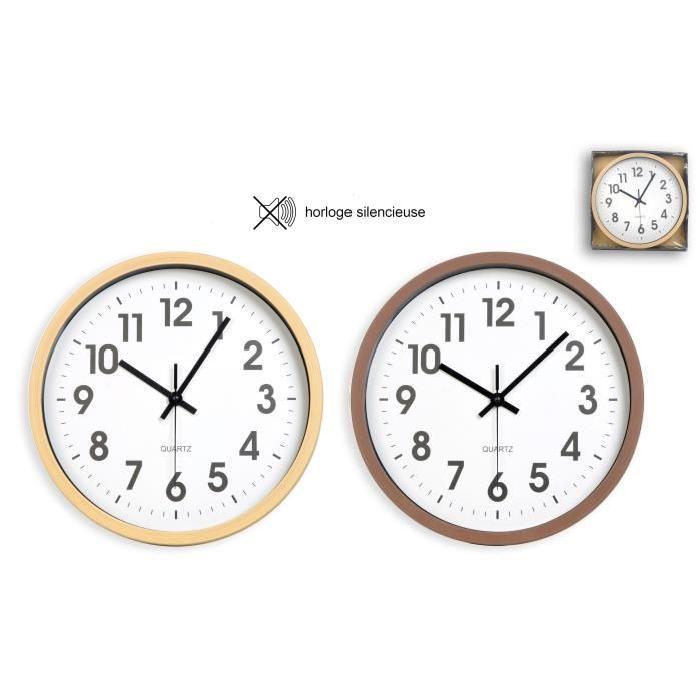 XCLOCK Horloge silencieuse imitation bois Wood - Diametre 30 cm