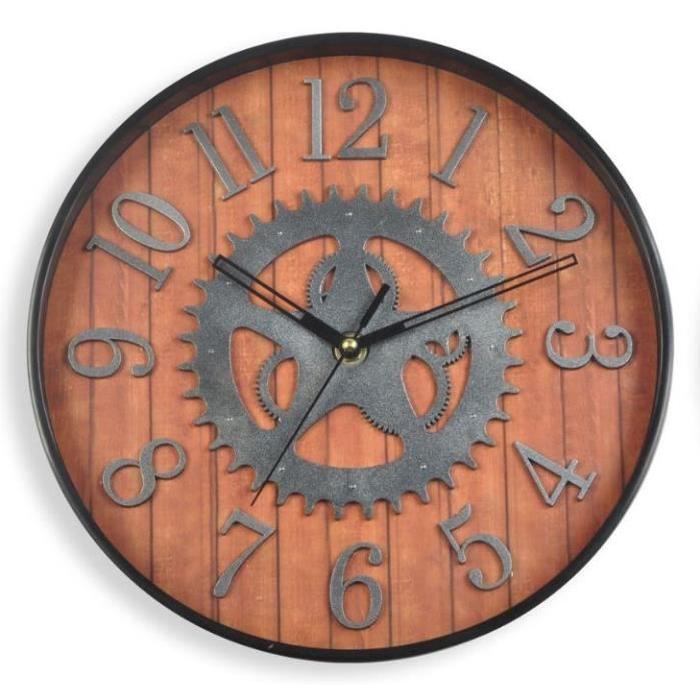 XCLOCK Horloge contemporaine Chalet - Diametre 30 cm - Orange