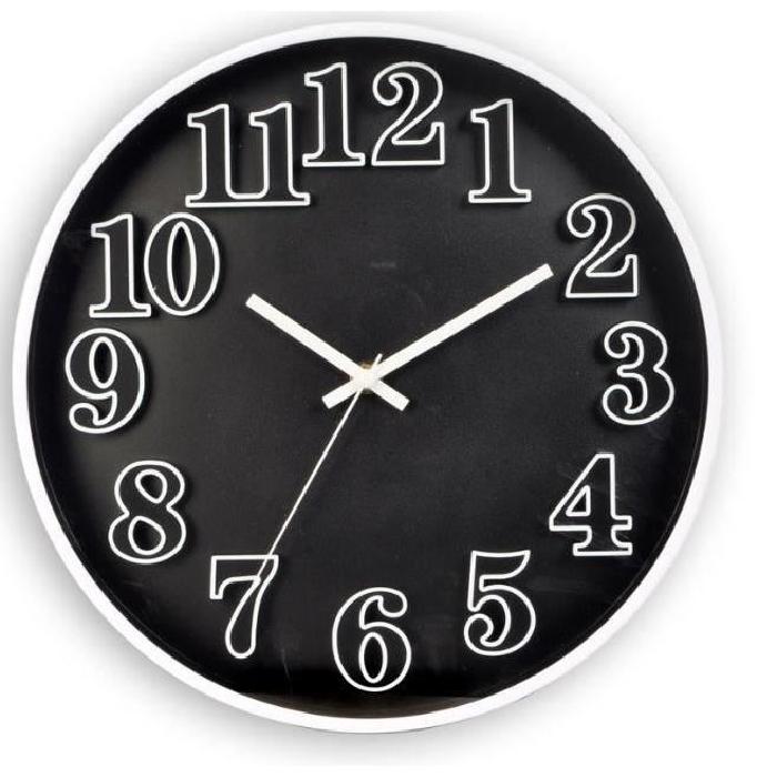 XCLOCK Horloge chiffre silencieuse Relief - Diametre 30 cm - Noir