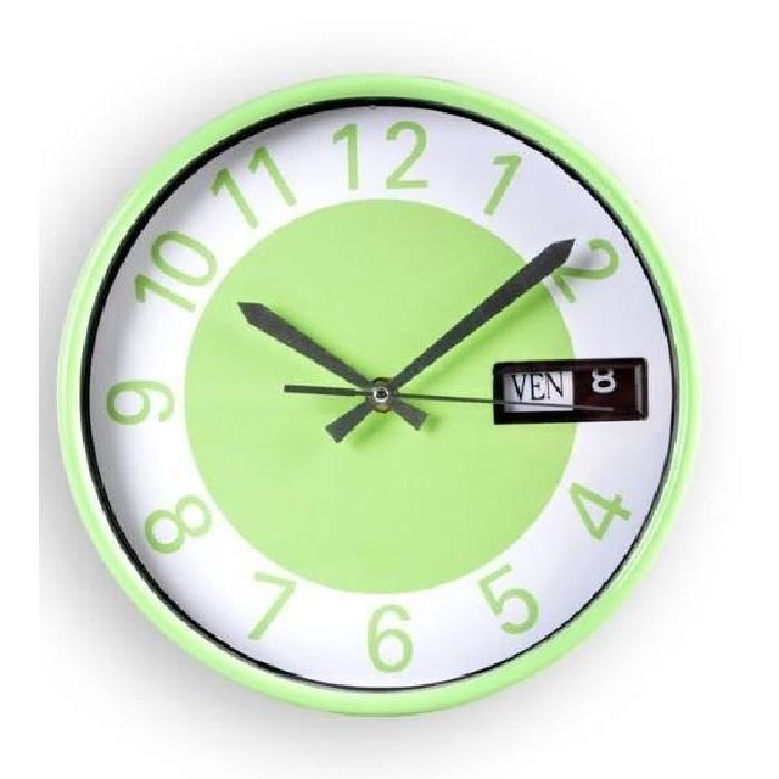 XCLOCK Horloge silencieuse date Pastel - Diametre 25,5 cm - Vert