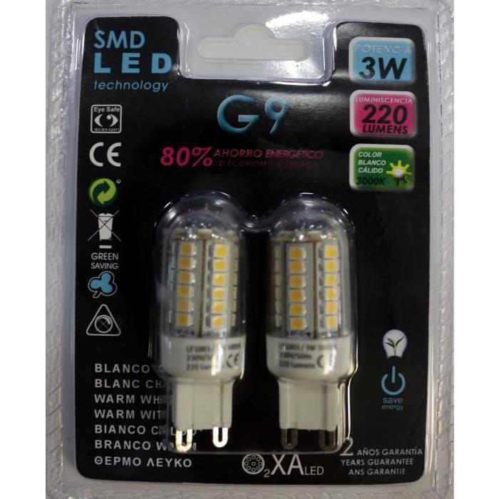 Lot de 2 ampoules LED G9 3 W équivalent a 28 W blanc neutre