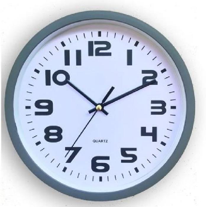 XCLOCK Horloge silencieuse Pendule - Diametre 35 cm - Blanc / Gris