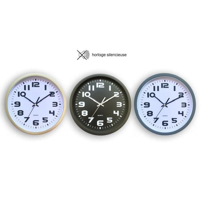 XCLOCK Horloge silencieuse Pendule - Diametre 35 cm - Blanc / Gris