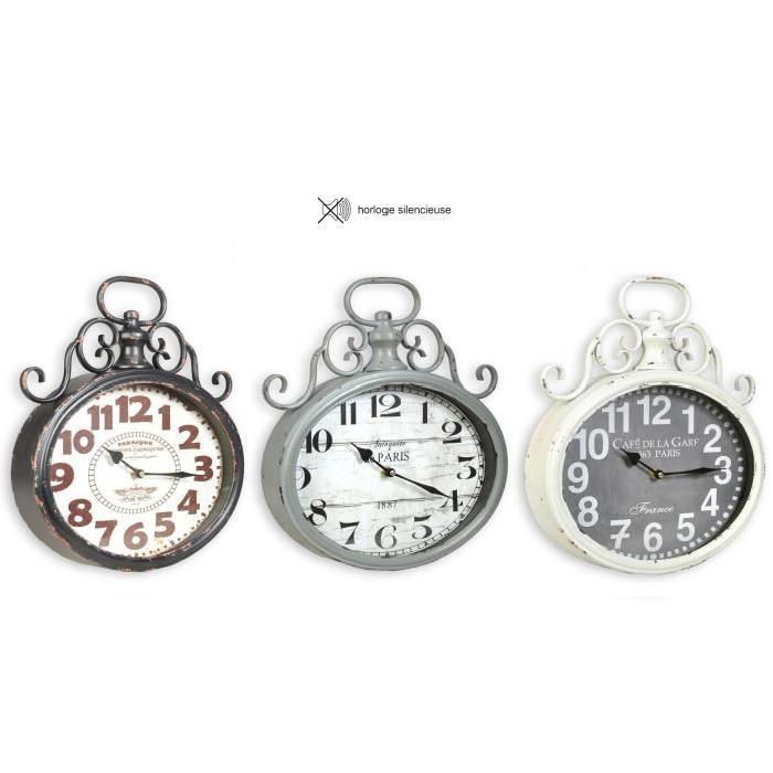 XCLOCK Horloge métal quai de gare Industry - Blanc - Diametre 40 cm