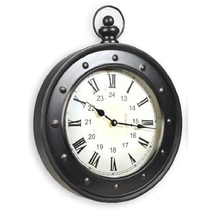 XCLOCK Horloge métal Old - Diametre 40 cm - Noir