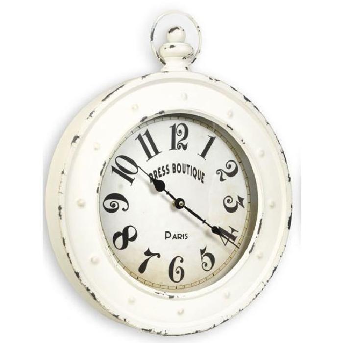XCLOCK Horloge métal Old Diametre 40 cm - Blanc