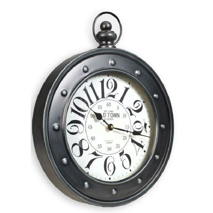 XCLOCK Horloge métal Old - Diametre 40 cm - Noir