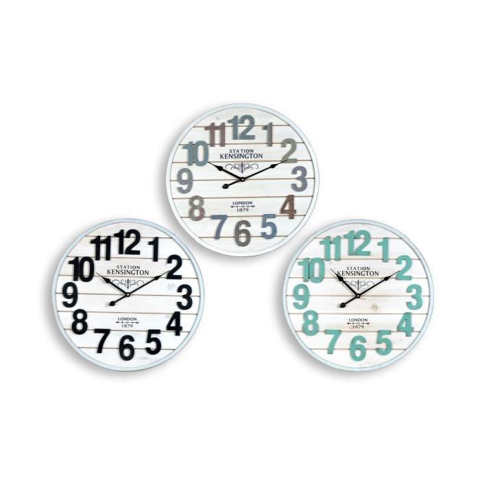 XCLOCK Horloge bois colorée Modern - Diametre 50 cm