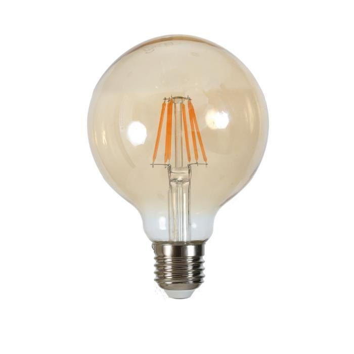 Ampoule LED filament vintage ambrée E27 6 W équivalent a 60 W blanc chaud