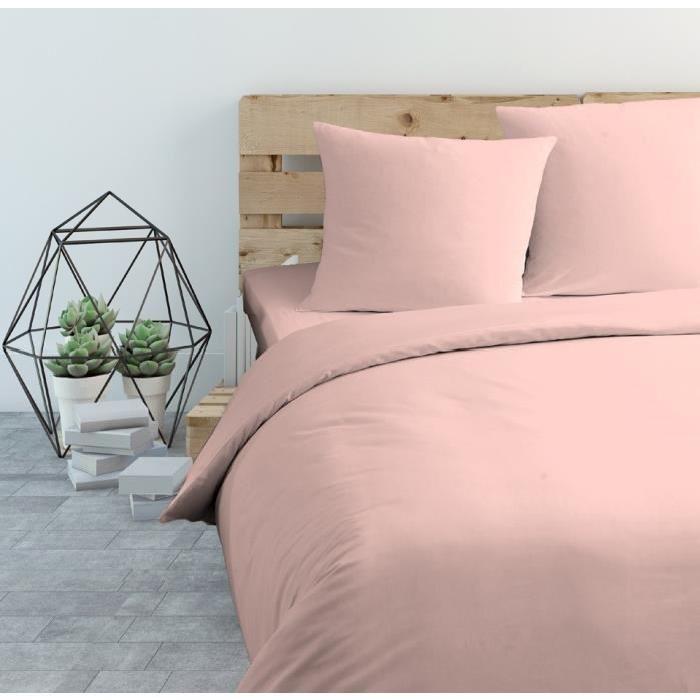 COTE DECO Housse de Couette Microfibre - 140x200cm - Rose