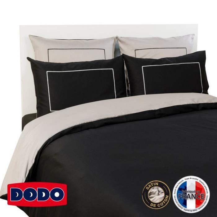 DODO Housse de couette 220x240 cm noir et gris