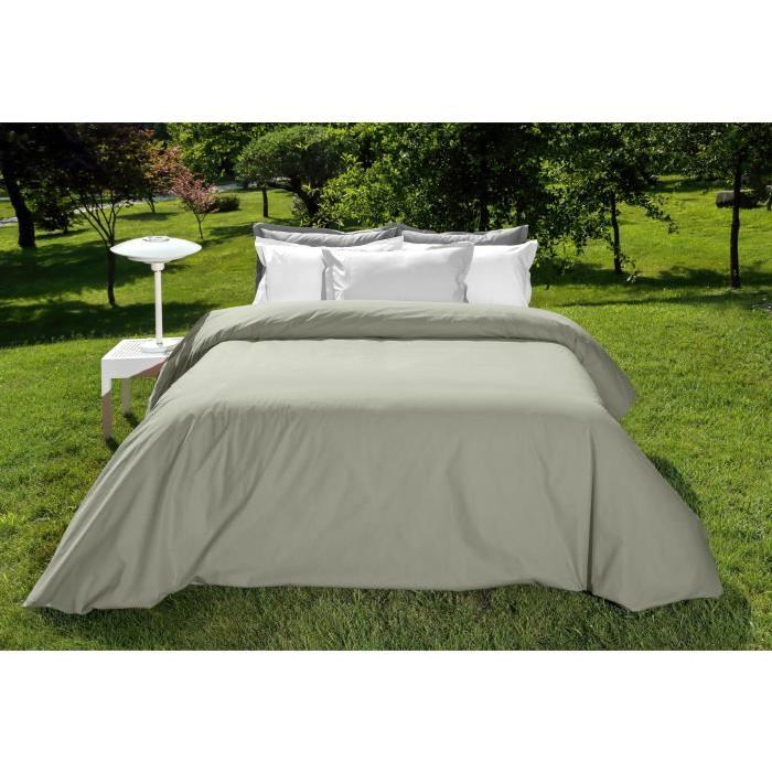 VENT DU SUD Housse de couette Percale Manoir - Cendre - 220x240 cm