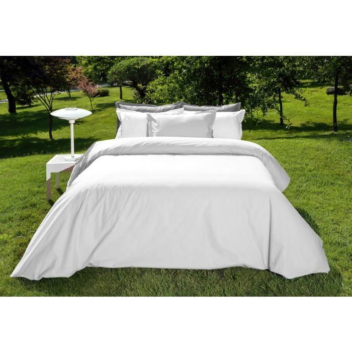 VENT DU SUD Housse de couette Percale Manoir - Neige - 220x240 cm