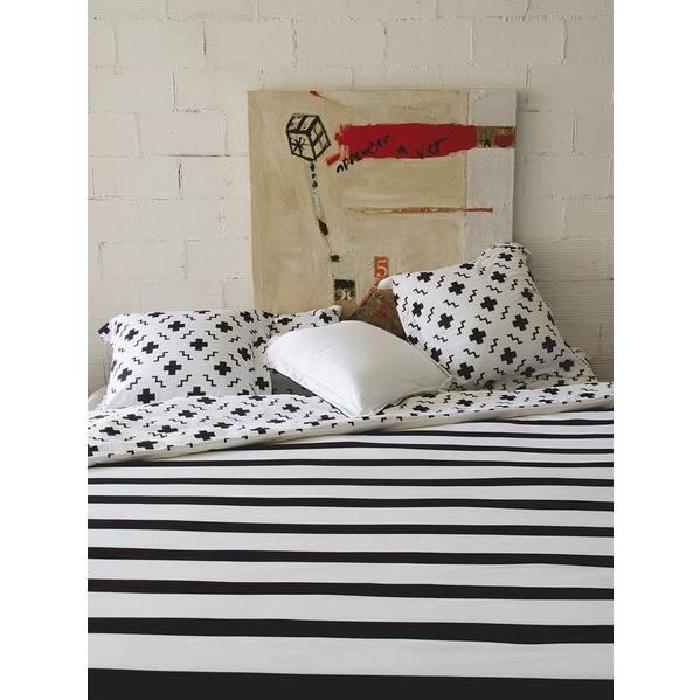 SISOMDOS Housse de couette Paris 140x200 cm noir et blanc