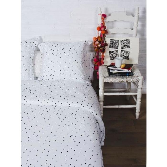 SISOMDOS Housse de couette Dots 240x220 cm noir et blanc