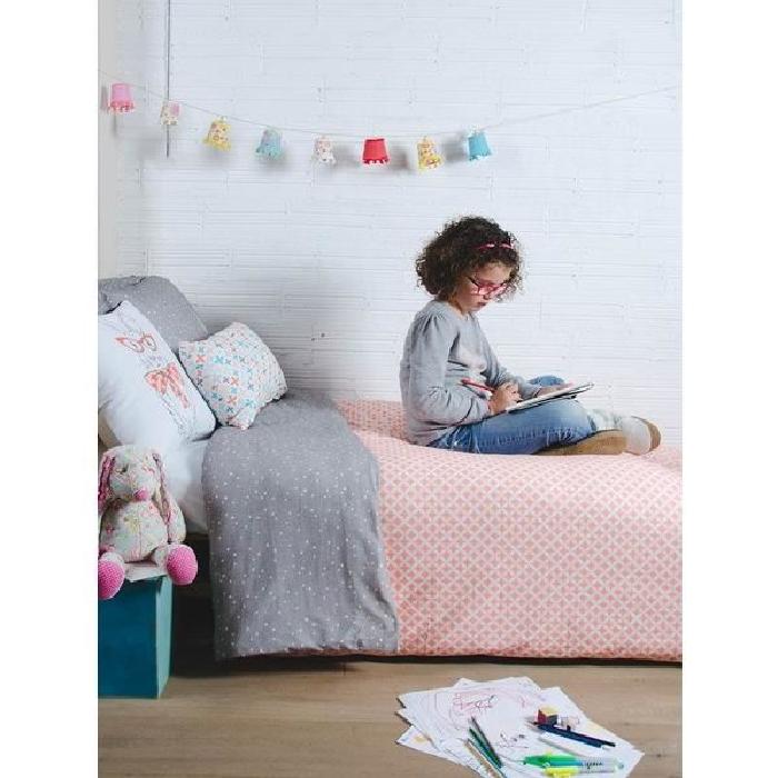 SISOMDOS Housse de couette Barcelona Kid 140x200 cm rose et gris