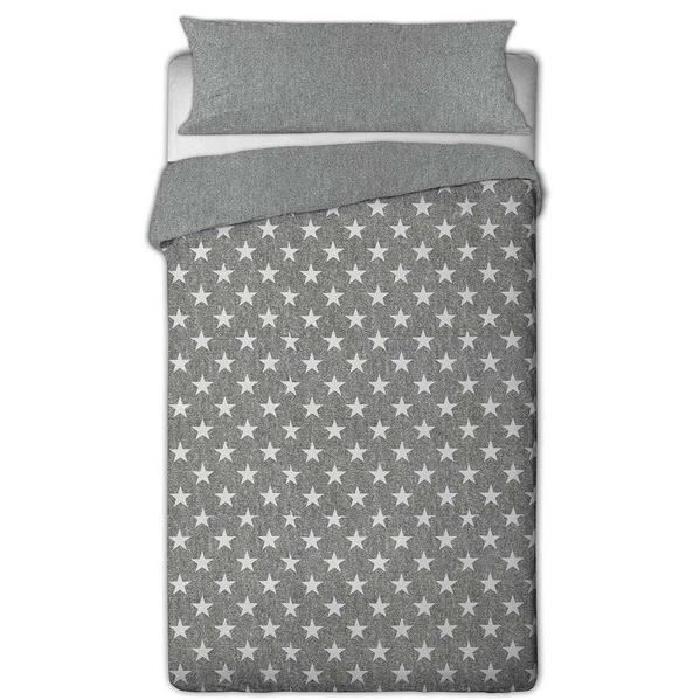 SISOMDOS Housse de couette Stars Kid 140x200 cm gris et blanc