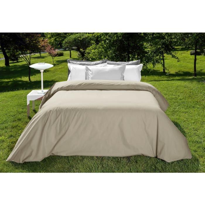 VENT DU SUD Housse de couette Percale Manoir - Ficelle - 220x240 cm