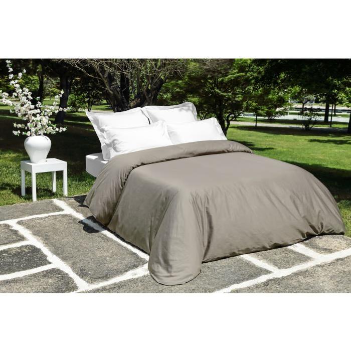 VENT DU SUD Housse de couette Satin de Coton CONCERTO Taupe 220x240cm