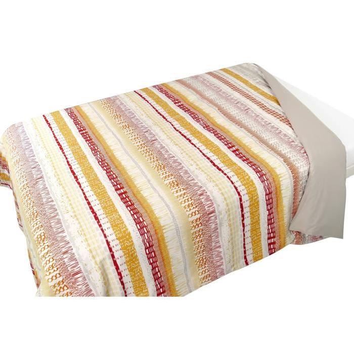 VENT DU SUD Housse de couette DIEGO - Percale - 220x240cm - Corail