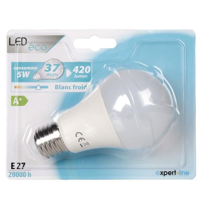 EXPERTLINE Ampoule LED E27 standard 5 W équivalent a 60 W blanc froid