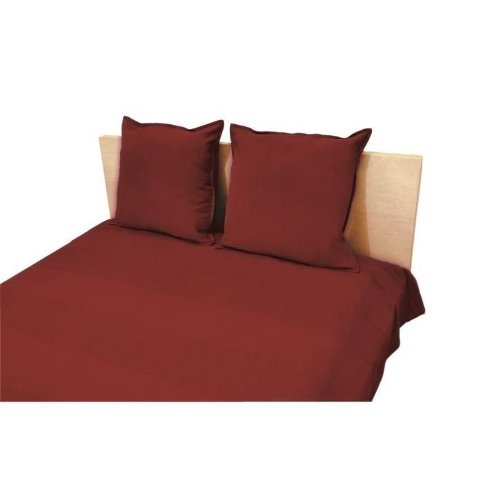 Couvre-lit Ottoman 220x250 cm + 2 taies d'oreillers 63x63 cm en coton côtelé rouge
