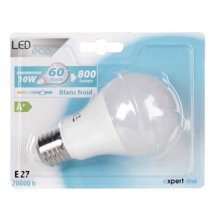 EXPERTLINE Ampoule LED E27 10 W équivalent a 60 W blanc froid