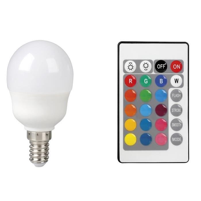 EXPERTLINE Ampoule décorative LED E14 G45 avec télécommande 3,5 W 16 couleurs