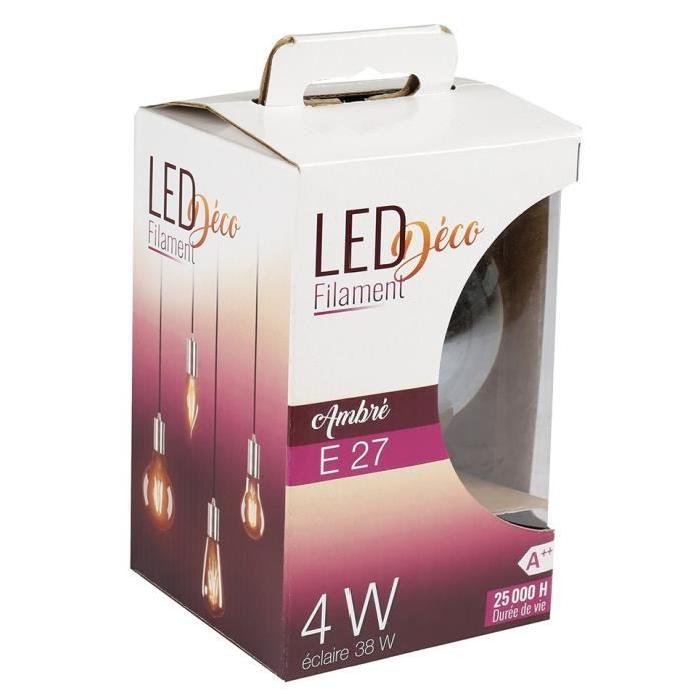 EXPERTLINE Ampoule LED filament ambrée E27 4 W équivalent a 38 W blanc chaud