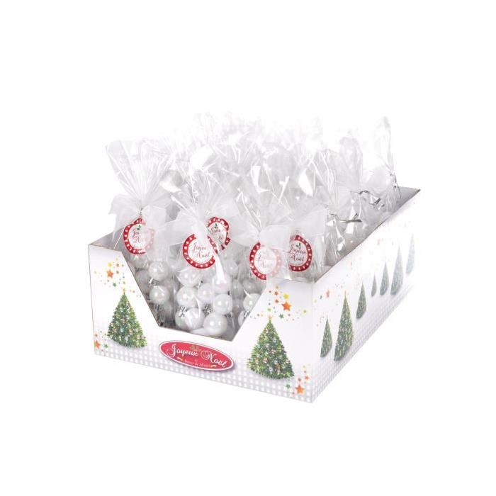 Lot de 16 Petites Boules de Noël en PVC Blanc