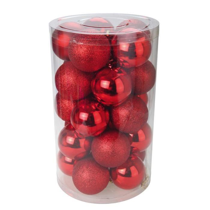 Lot de 25 Boules de Noël rouge Ř 6 cm