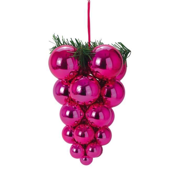 Boule de Noël grappe rose Ř17 x H29 cm