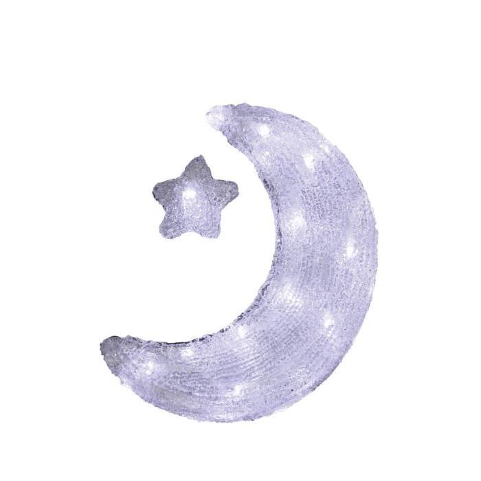 Figurine de Noël Silhouette Lune avec étoile lumineuse 30x21x8 cm