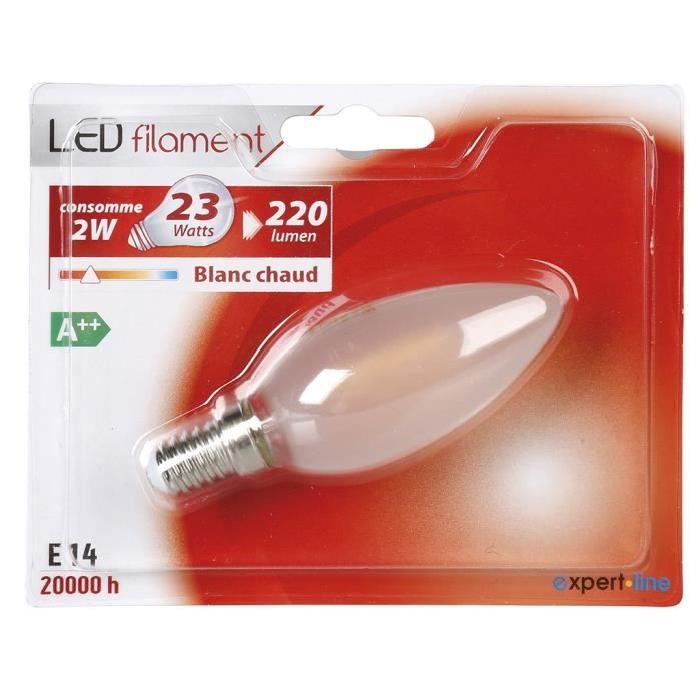 EXPERTLINE Ampoule LED filament E14 5 W équivalent a 23 W blanc chaud