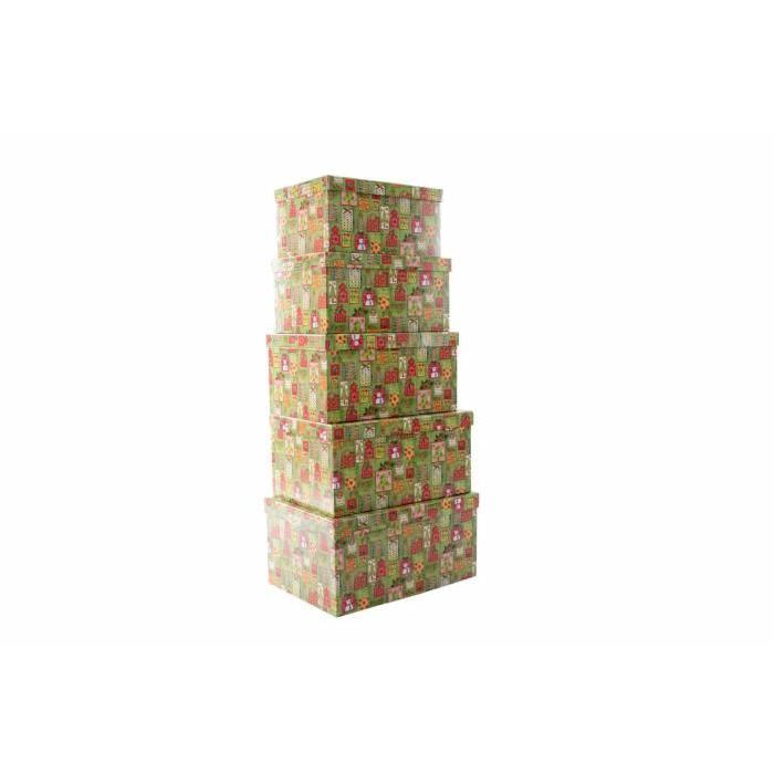 Lot de 5 Boîtes a cadeau vert en carton 50x35x25cm