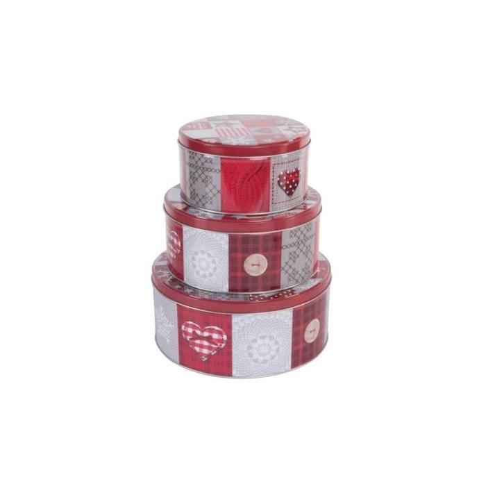 Lot de 3 Boîtes a cadeaux en métal rouge 20x9cm