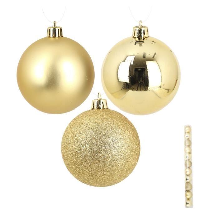 Lot de 11 Boules de Noël en Plastique Doré 5 cm