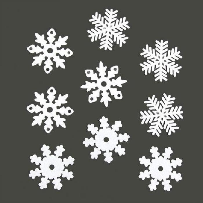 Lot de 9 Décos de Noël Feutrines Noir/Blanc 8,5 cm