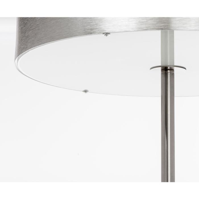 ELEGANCE Lampadaire nickel satiné - H 122 cm ř42 cm en métal satiné diffuseur verre ? ampoule E27 60W max non incluse