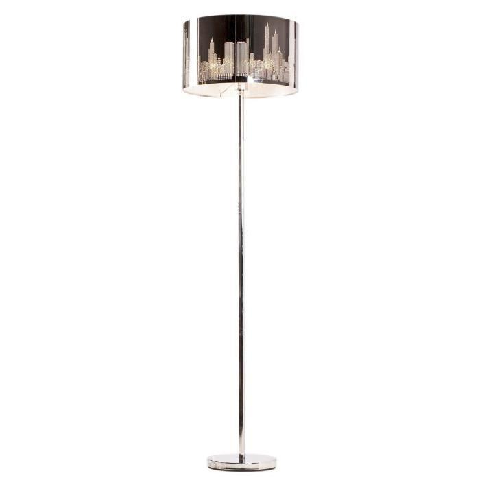 NEW YORK lampadaire chrome et noir . Hauteur 155cm